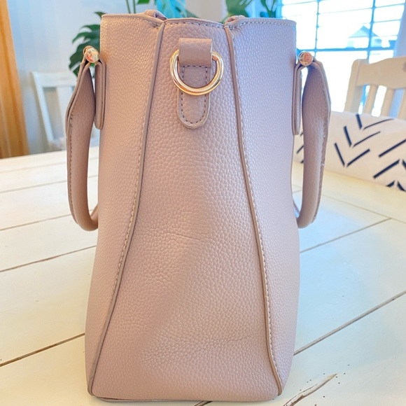 Madison West Pink Satchel Bag Large 13x10 PU Leather Removable Strap Minimalist - Picture 14 of 16